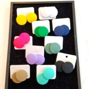 Round Stud Earrings Lot of 10 Pcs Women Candy Color Acrylic Geometric Jewelry